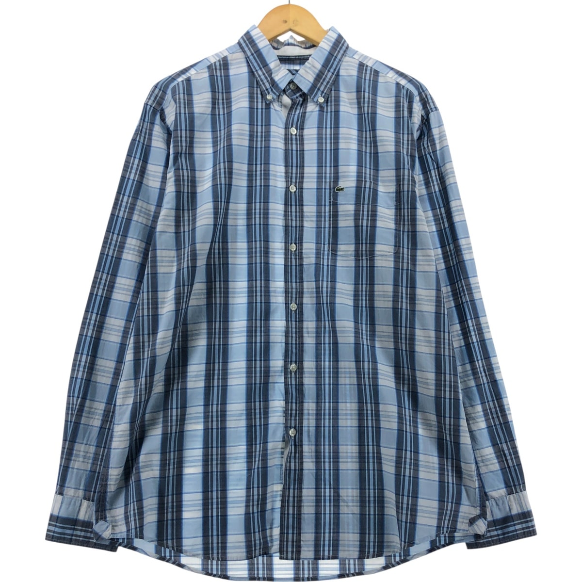 古着 ラコステ LACOSTE REGULAR FIT 長袖 ボタンダウンチェックシャツ メンズL相当/eaa563723