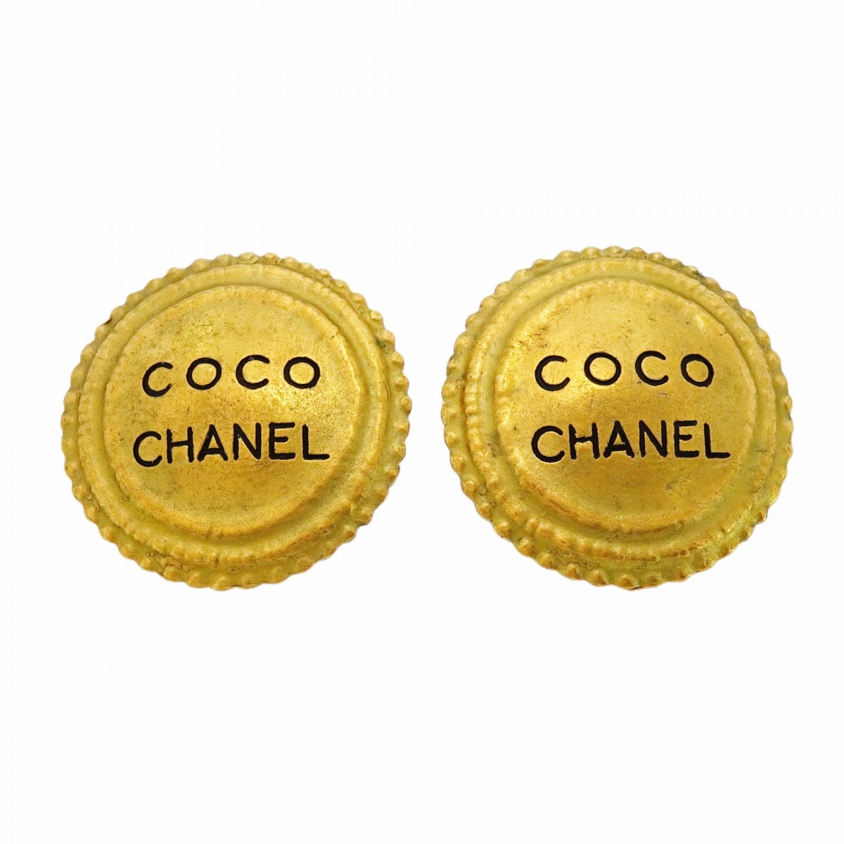 【6jdb0078-k】シャネル イヤリング ヴィンテージ シャネルロゴ 丸型 サークル GPメッキ ゴールド【中古】レディース