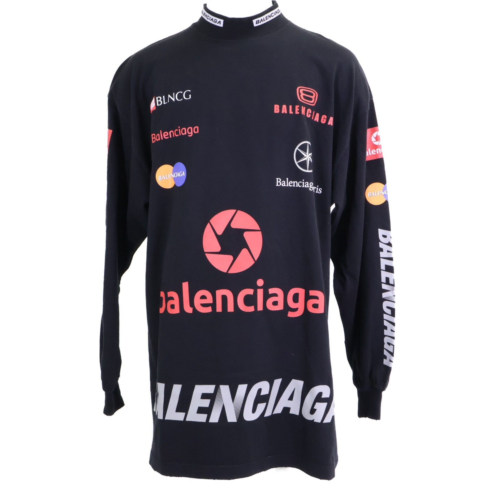 バレンシアガ 【新品同様/国内正規/23年製】767879 TPVE9 TOP LEAGUE L/S T-Shirt ダメージ加工 オーバーサイズ 長袖Tシャツ L