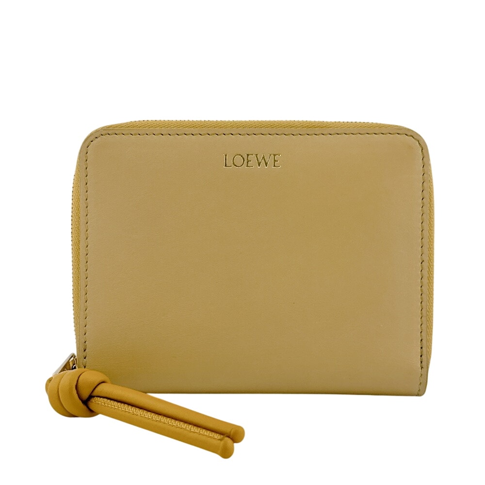 ロエベ LOEWE 二つ折り財布 ノット コンパクト ジップウォレット コンパクトウォレット ラウンドファスナー イエロー