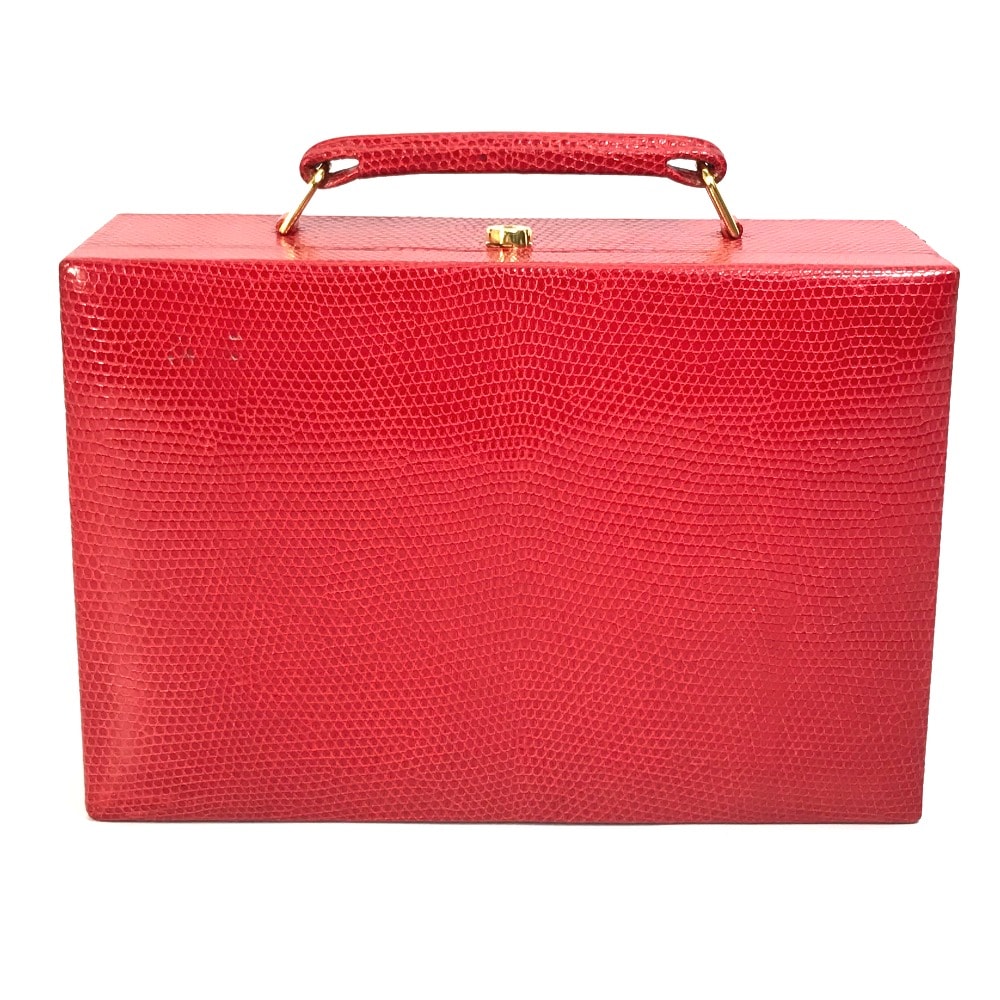 エルメス HERMES ジュエリーボックス ジュエリーケース カバン バッグ 小物 雑貨 BOX トランク アクセサリーケース リザード □A刻 レッド