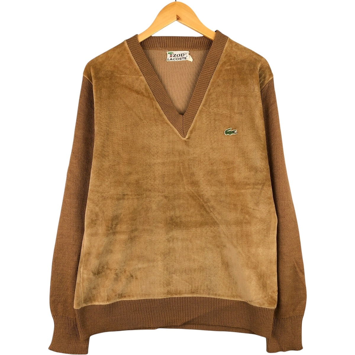 古着 70年代 ラコステ LACOSTE IZOD Vネック アクリルニットセーター メンズL相当 ヴィンテージ/eaa588981