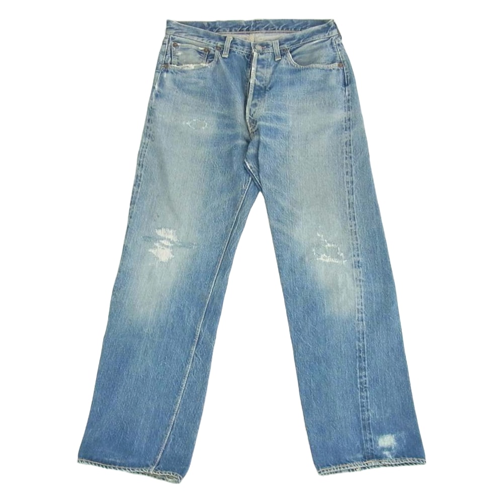 Levi's リーバイス デニムパンツ オリジナル 50s 501XX BIGE 紙パッチ ボタン裏刻印無し 鉄製リベット刻印16 オフセット デニムパンツ ライトブルー系 W32インチ程度【中古】