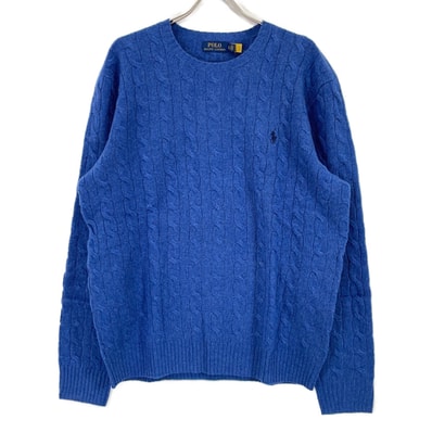 ポロ ラルフローレン ブルー ウールカシミヤ ケーブル セーター XL