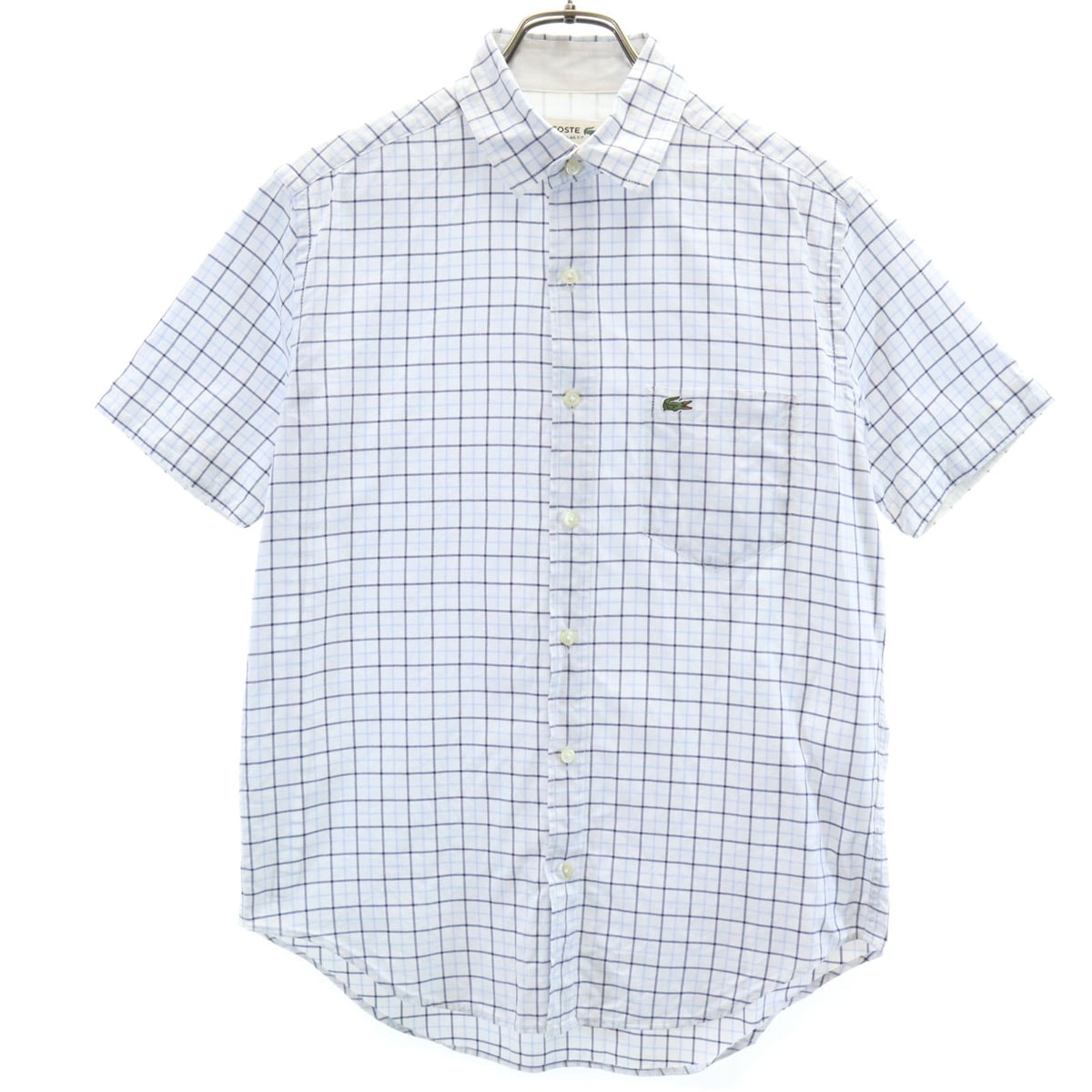 LACOSTE ラコステ チェック柄 半袖 シャツ 2 ブルー系