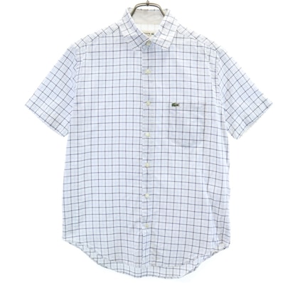 LACOSTE ラコステ チェック柄 半袖 シャツ 2 ブルー系