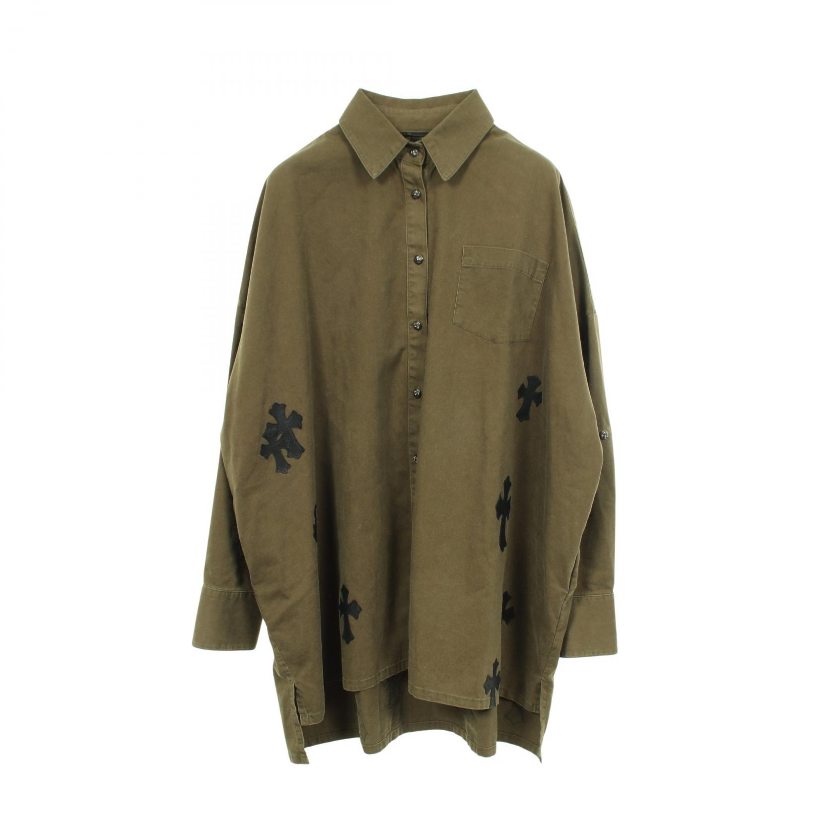 クロムハーツ CHROME HEARTS MAHAL KITA クロスパッチ 長袖 衣料品 トップス コットン メンズ カーキ系 【中古】