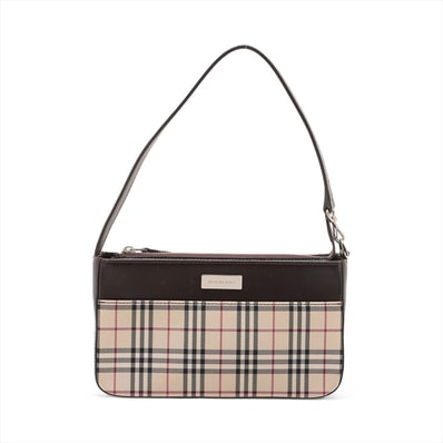 バーバリー BURBERRY チェック キャンバス ショルダーバッグ【中古】