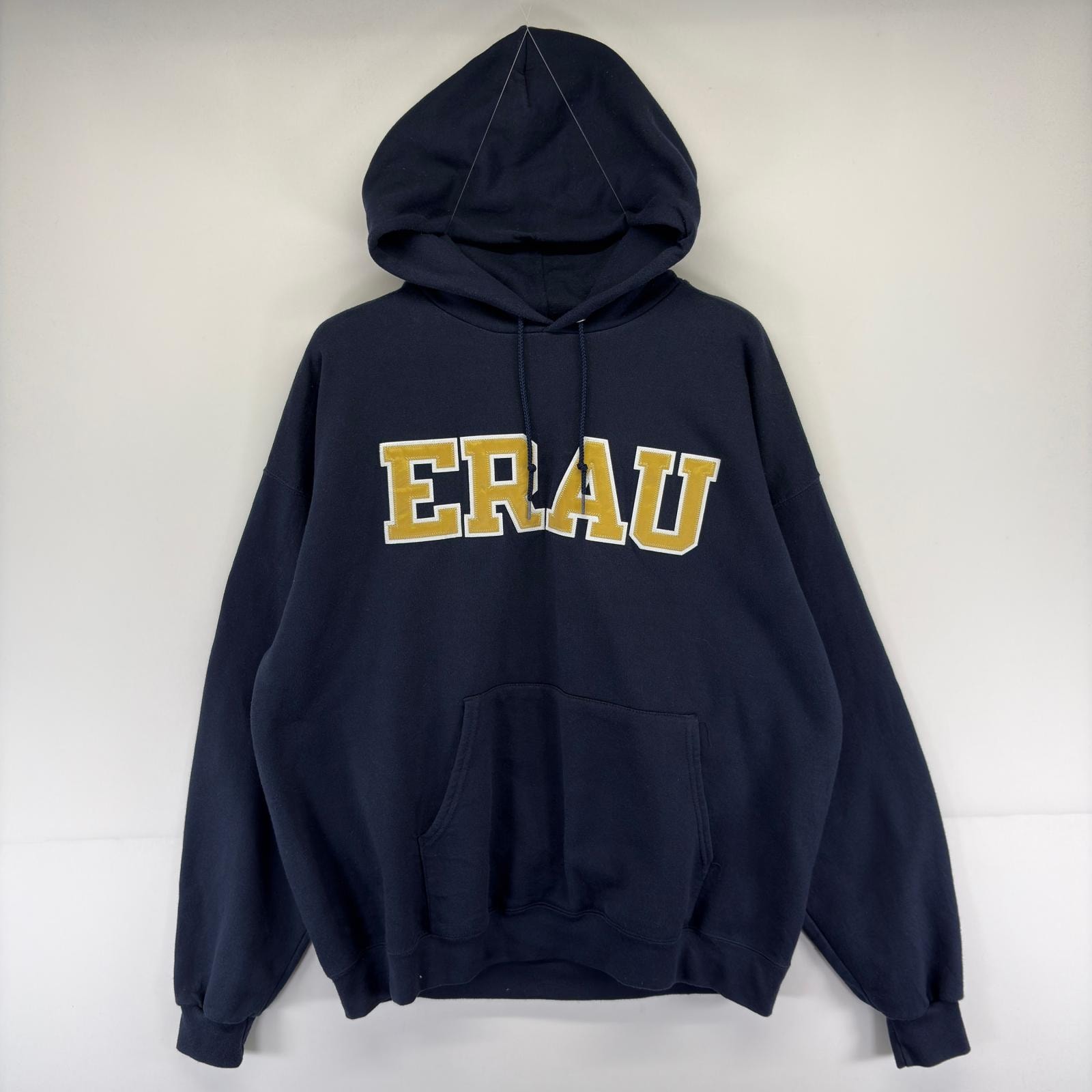 古着 チャンピオン Champion パーカー プルオーバー 大きいサイズ カレッジ スウェット ERAU XL ネイビー系 メンズ