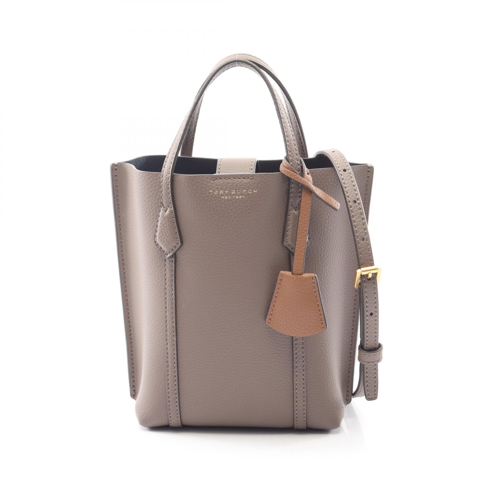 トリーバーチ Tory Burch PERRY ペリー ミニ トートバッグ バッグ レザー レディース グレー系 142616 【中古】