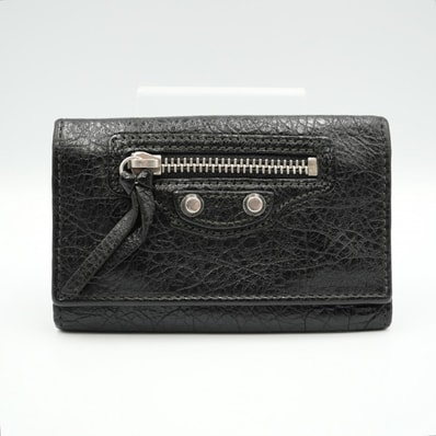 BALENCIAGA(バレンシアガ)クラシック 6連キーケース ヴィンテージ ブラック レザー シルバー金具 メンズ レディース 【中古】