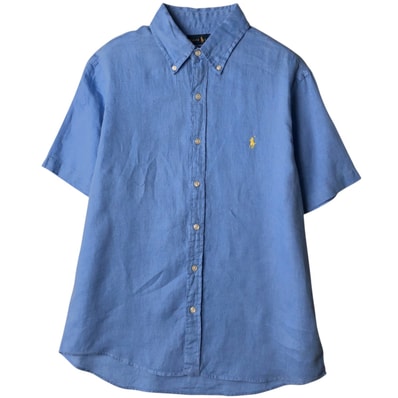 古着 ラルフローレン Ralph Lauren CLASSIC FIT RL UNTUCKED FIT 半袖 リネン ボタンダウンシャツ メンズM相当/eaa648897