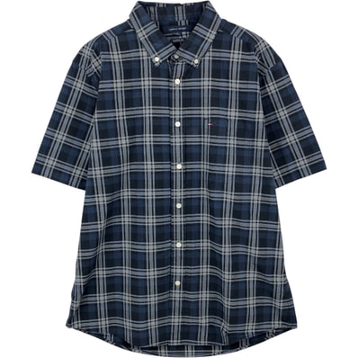 古着 トミーヒルフィガー TOMMY HILFIGER CLASSIC FIT 半袖 ボタンダウン チェックシャツ メンズL相当/eaa668707