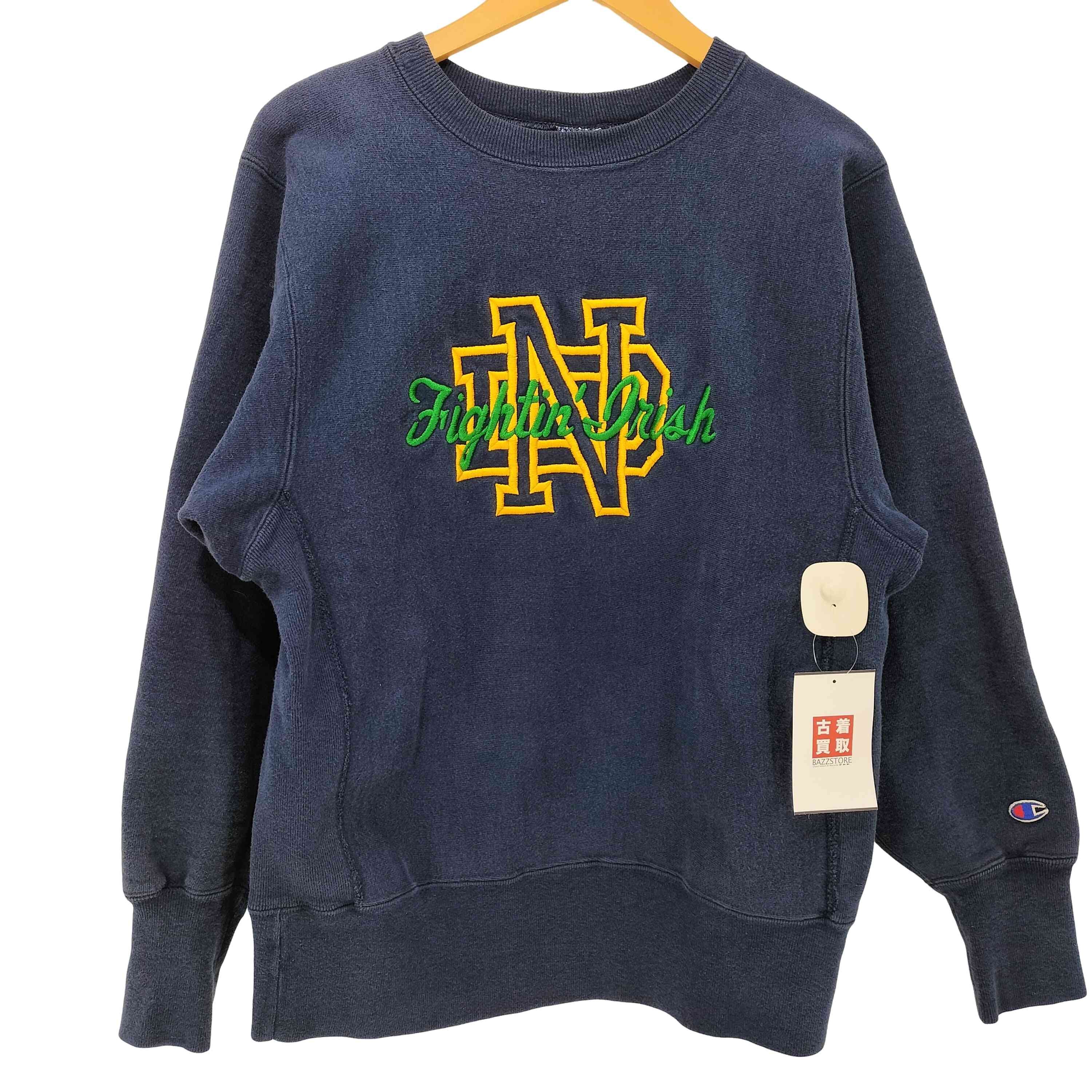 90s USA製 REVERSE WEAVE リバースウィーブ 刺繍タグ カレッジロゴ クルーネック スウェット【1141383172591】