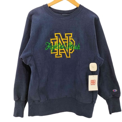 90s USA製 REVERSE WEAVE リバースウィーブ 刺繍タグ カレッジロゴ クルーネック スウェット【1141383172591】