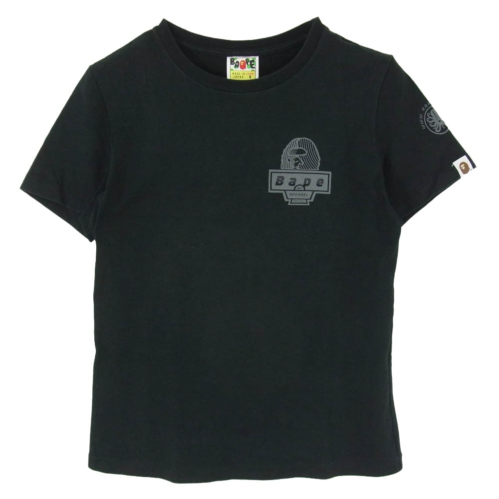 A BATHING APE アベイシングエイプ BAPE 猿フェイス ロゴ プリント 半袖 クルーネック ショートスリーブ TEE Tシャツ ブラック系 S【中古】
