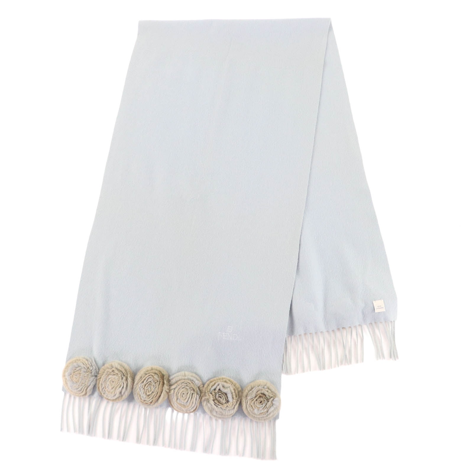 良品 フェンディ マフラー ライトブルー レディース