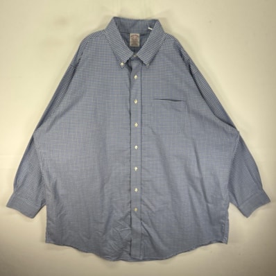 古着 ブルックスブラザーズ Brooks Brothers 長袖シャツ ボタンダウン 胸ポケット 2XL ブルー系 チェック メンズ