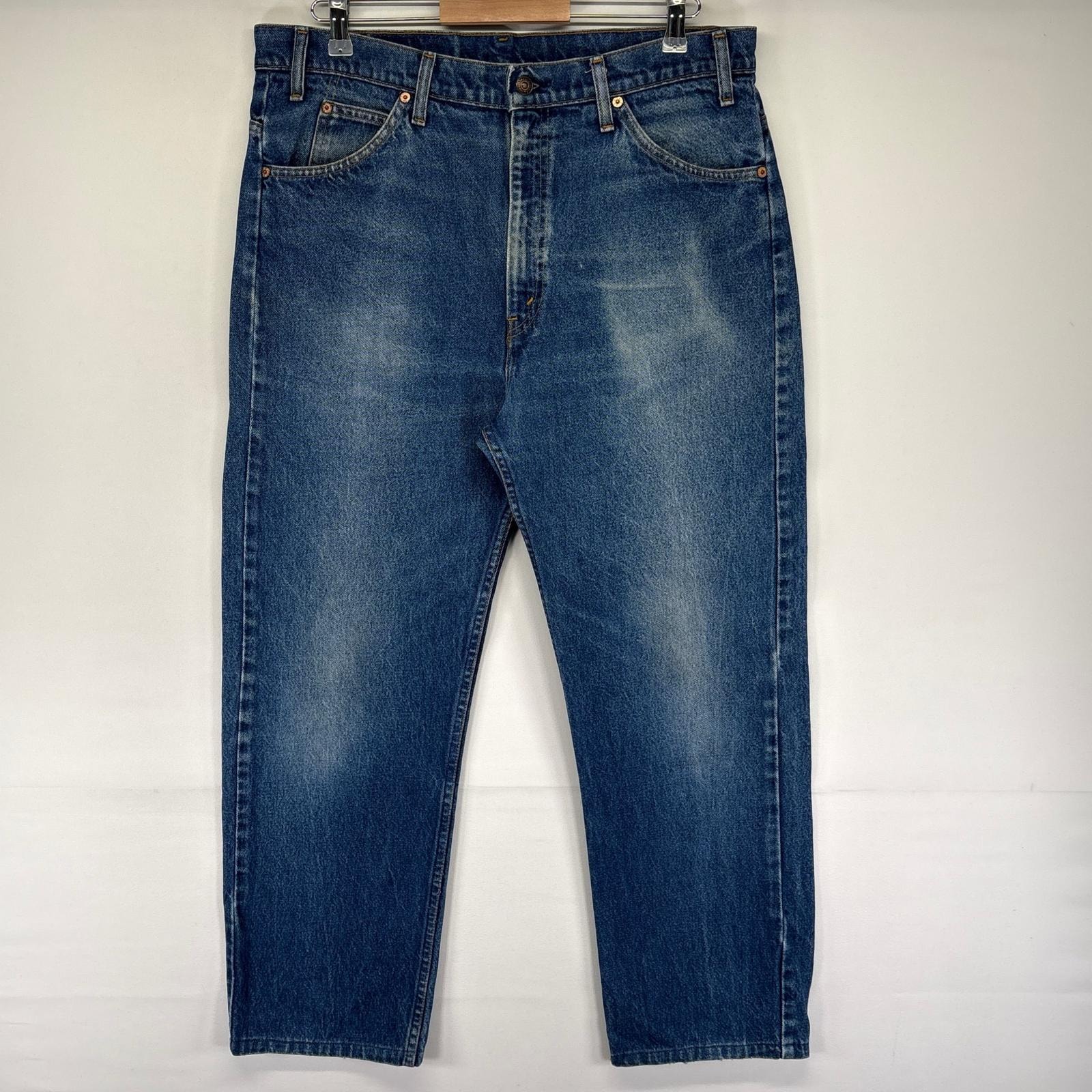 古着 リーバイス Levi's USA製 デニム パンツ Gパン 505 ジッパーフライ 5ポケット テーパード オレンジタブ W38 L34  ブルー系 メンズ
