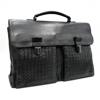 BOTTEGA VENETA(ボッテガヴェネタ)イントレチャート ビジネスバッグ ブリーフケース ブラック レザー メンズ 書類バッグ ハンドバッグ【中古】