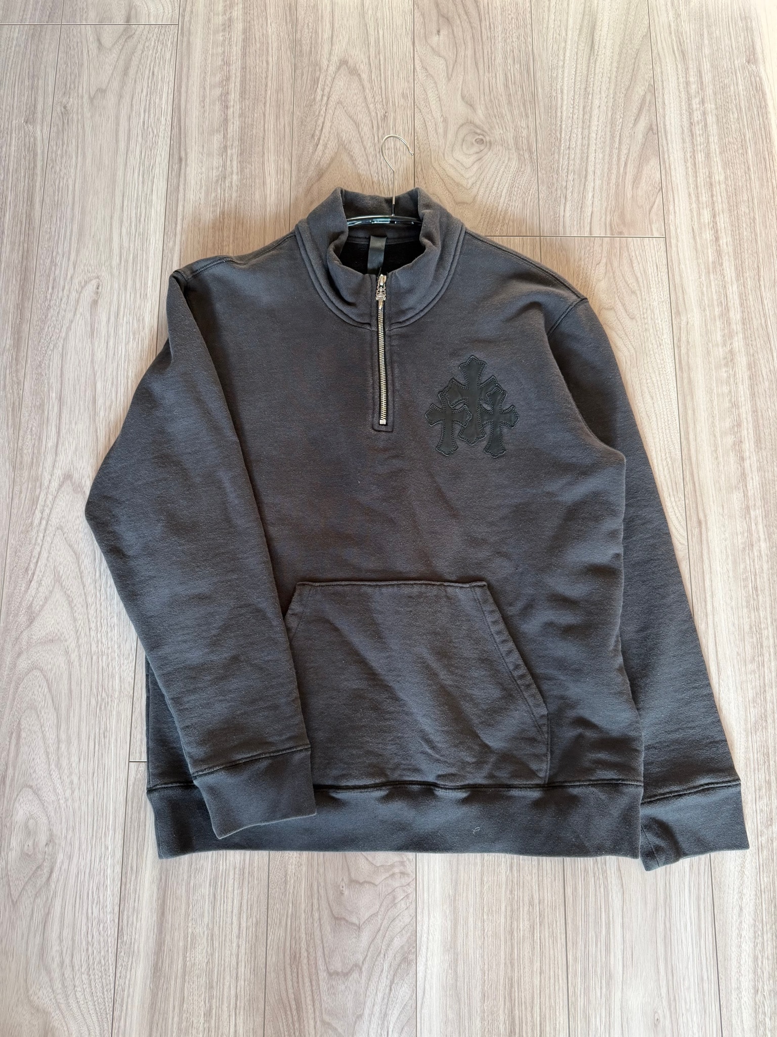 Chrome Hearts Y Not Label Cross Patch Half Zip Sweat "Dark Gray"