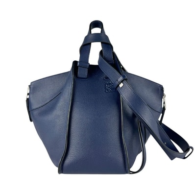 ロエベ LOEWE ハンドバッグ ショルダーバッグ ハンモック レザー ネイビー レディース【中古】 z9792