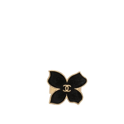 シャネル ココマーク フラワー モチーフ リング 指輪 02S ゴールド ブラック メッキ レディース CHANEL 【中古】