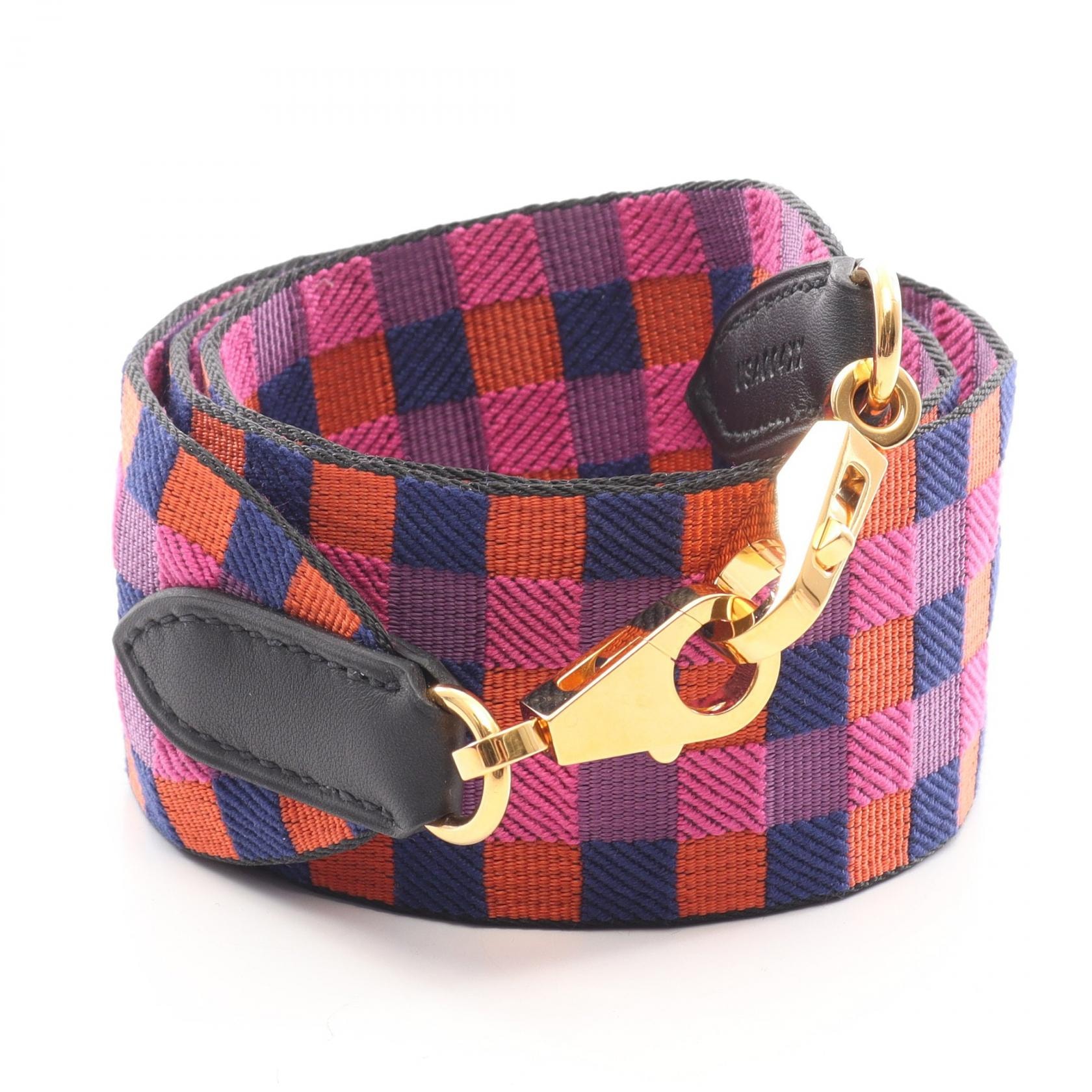 エルメス HERMES バンドリエール サングル マキシ カドリーユ ブルーサフィール アネモネ カプシーヌ ショルダーストラップ アクセサリー トワル / ヴォースイフト トワル オレンジ U刻印(2022年製造) レディース