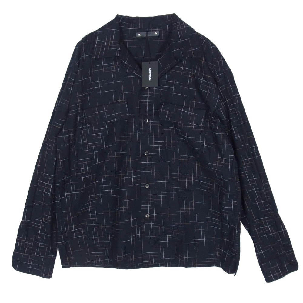 MINEDENIM マインデニム 26SS 2603-5004 KSR Print Flannel Open Collar SH 掠れプリント オープンカラー 長袖 シャツ ブラック系 2【極上美品】【中古】