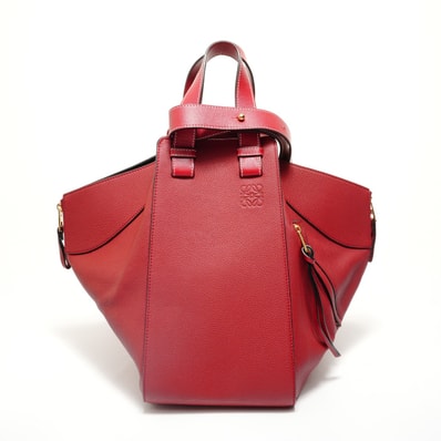 ロエベ LOEWE ハンモック レザー 2WAYハンドバッグ レッド ハンドバッグ【中古】