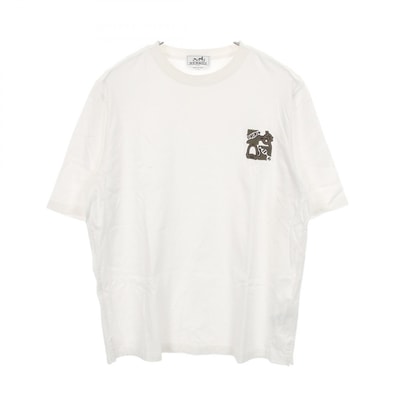 エルメス HERMES ミニパッチ メタルリー オ カレ 半袖Tシャツ 衣料品 トップス コットン ホワイト メンズ ホワイト系 【中古】