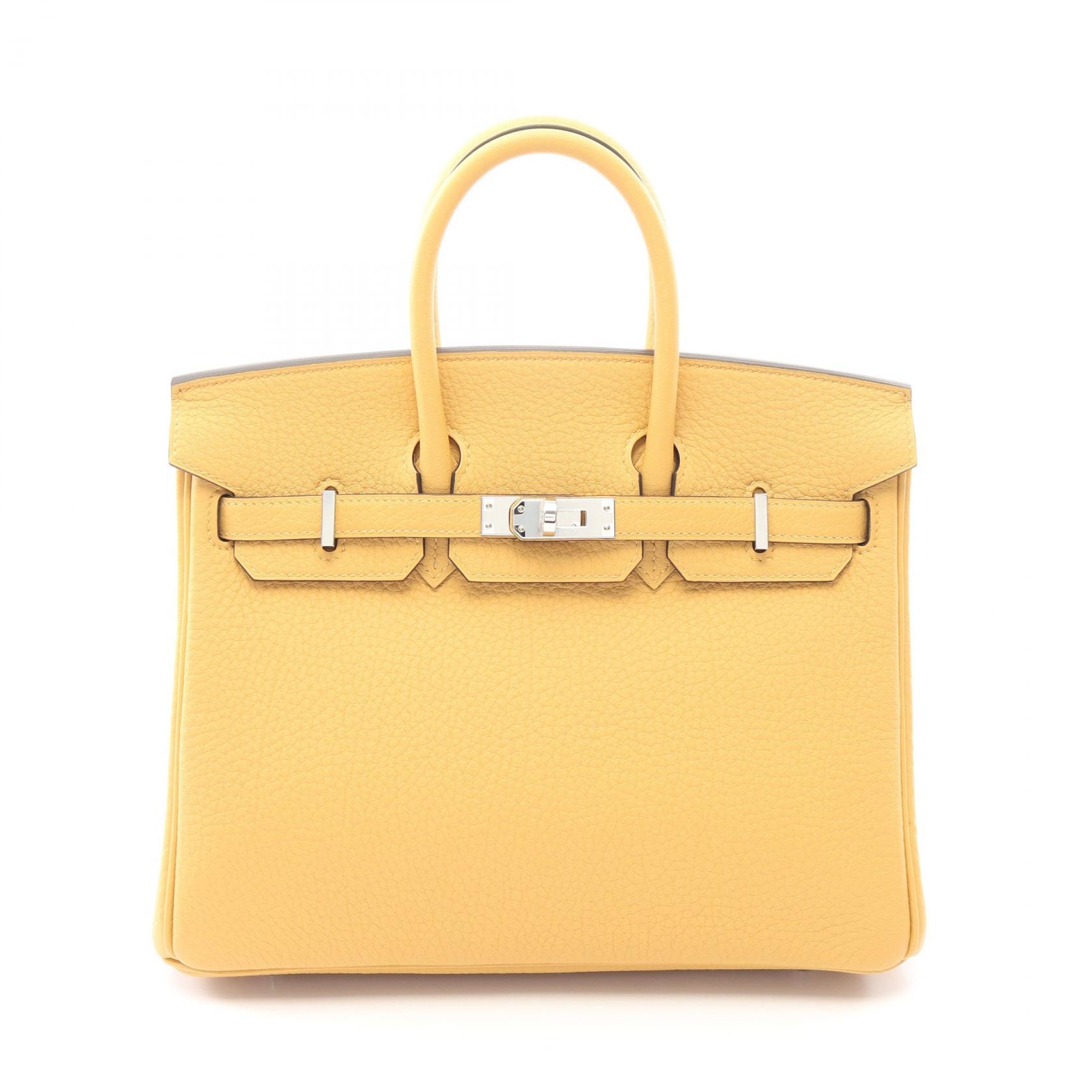 エルメス HERMES バーキン25 パイユ ハンドバッグ バッグ トゴ トゴ レディース イエロー系 041344CK 【中古】