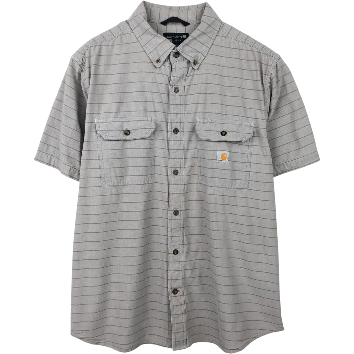 古着 カーハート Carhartt Loose Fit ボーダー柄 ボタンダウン 半袖 ワークシャツ メンズXL相当/eaa655377