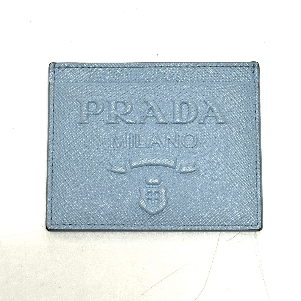 プラダ PRADA エンボスロゴ 1MC025 パスケース 名刺入れ カードケース サフィアーノレザー ライトブルー
