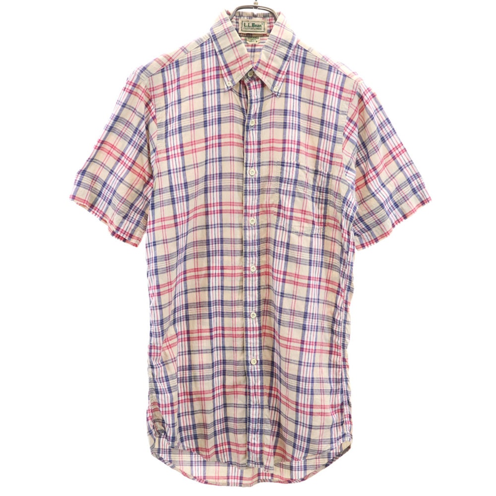 L.L.Bean エルエルビーン 80s アウトドア ヴィンテージ チェック柄 半袖 ボタンダウンシャツ S ベージュ 他