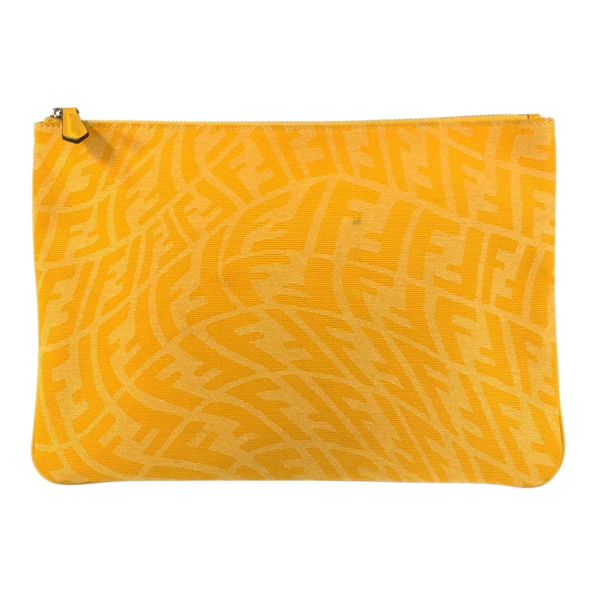 FENDI フェンディ FFヴァーティゴ イエロー シルバー金具 キャンバス クラッチバッグ セカンドバッグ 600648 【中古】