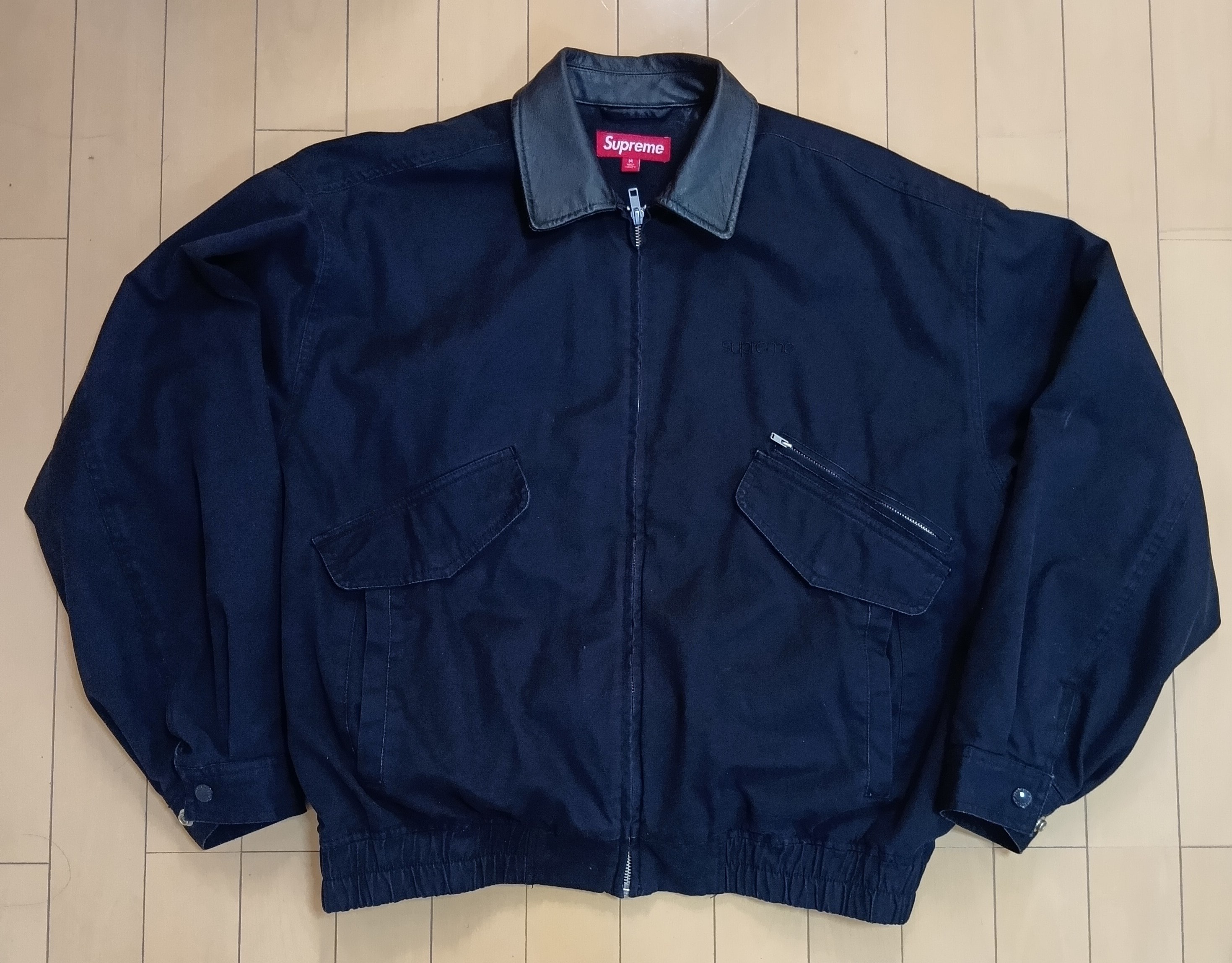 Supreme Leather Collar Utility Jacket "Black"