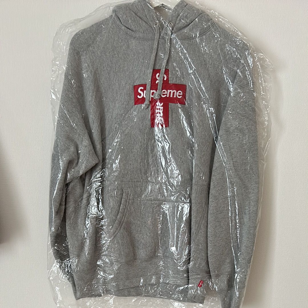 Supreme Cross Box Logo Hooded Sweatshirt "Grey"
