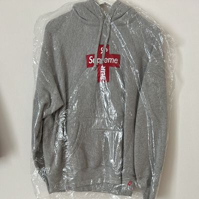 Supreme Cross Box Logo Hooded Sweatshirt "Grey"