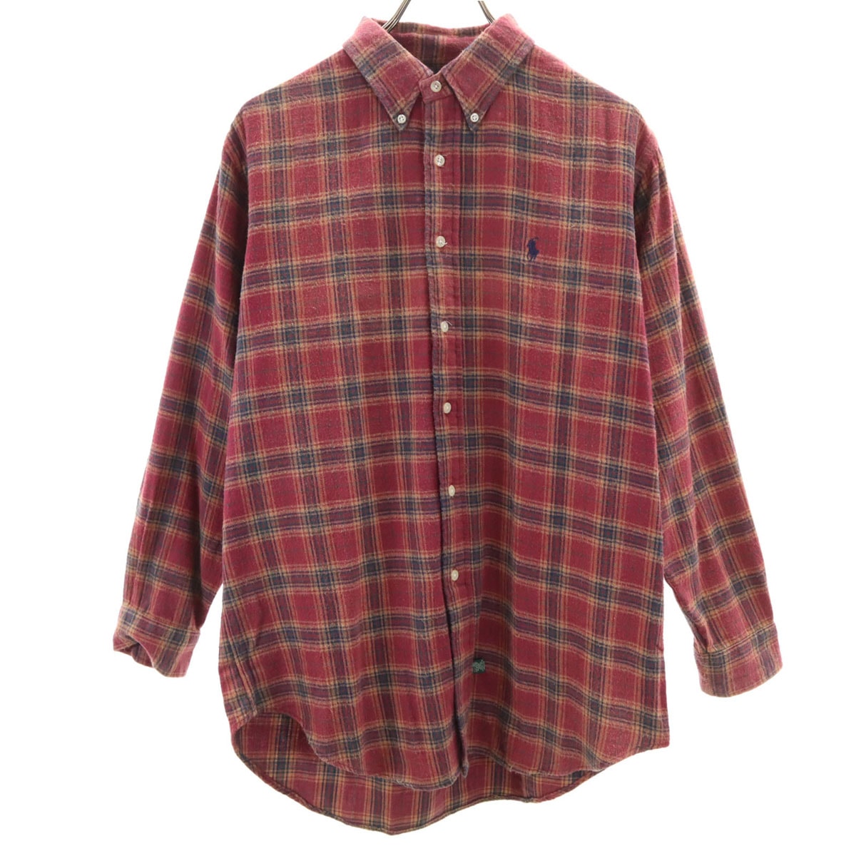 POLO COUNTRY RALPH LAUREN ポロカントリー ラルフローレン 80s 90s オールド チェック柄 長袖 ボタンダウンシャツ L レッド系