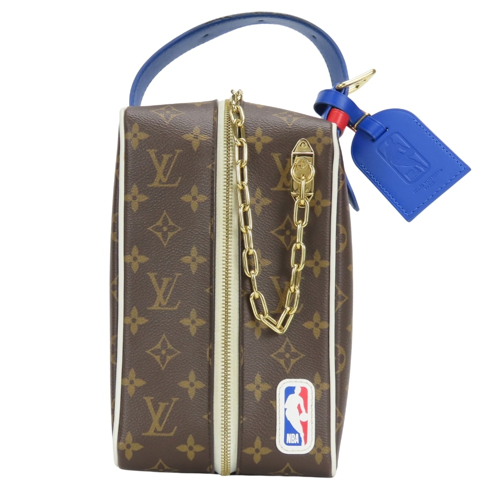 【中古】 ルイ・ヴィトン ハンドバッグ NBAクロークルーム・ドロップキット M45588 モノグラム ブラウン ブルー NBAコラボ イニシャル入り メンズ 男性 LOUIS VUITTON
