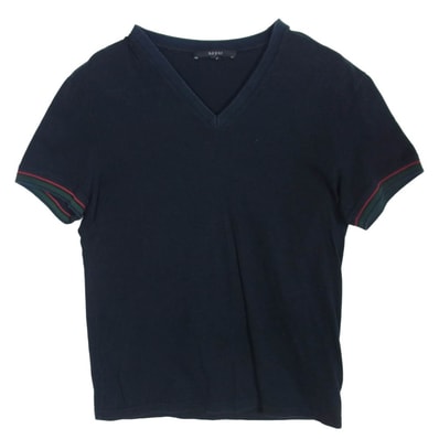 GUCCI グッチ Tシャツ 269121 X3431 シェリーライン コットン vネック Tシャツ 半袖カットソー ネイビー系 S【中古】