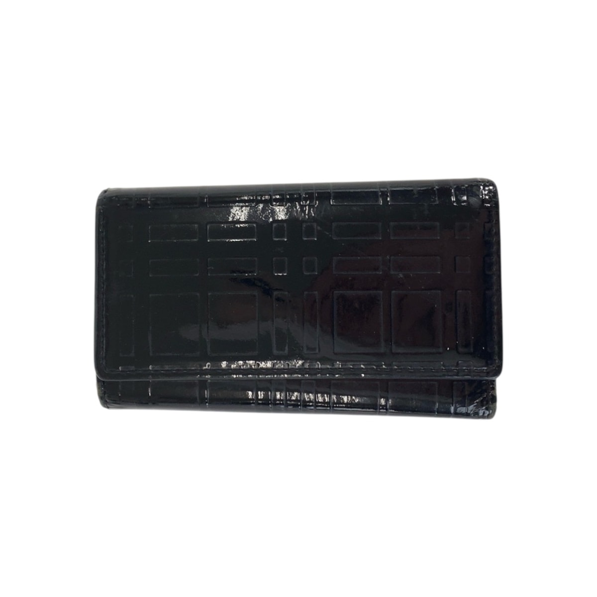 BURBERRY バーバリー 5連 ブラック 黒 シルバー金具 エナメル キーケース 男女兼用 600553 【中古】