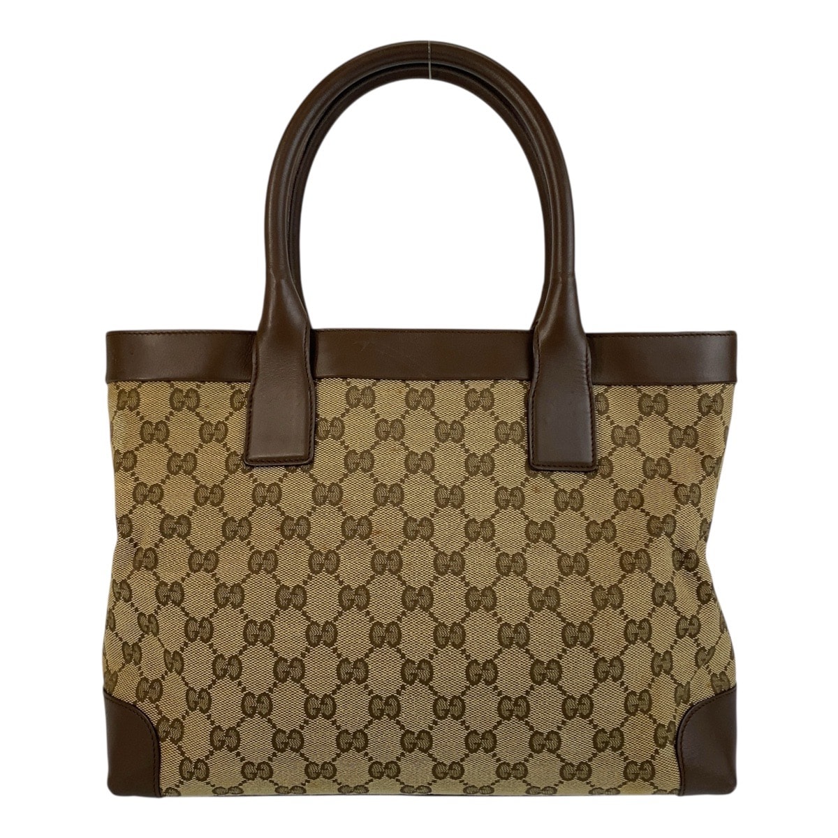 GUCCI グッチ ブラウン ベージュ ゴールド金具 GGキャンバス レザー/ トートバッグ ハンドバッグ 505741 【中古】