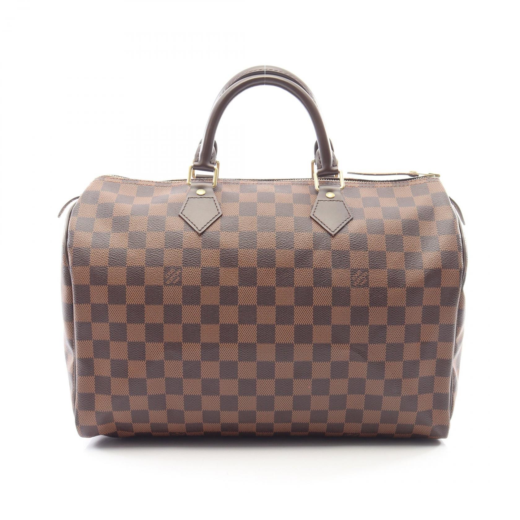 ルイ・ヴィトン LOUIS VUITTON スピーディ35 ダミエエベヌ ハンドバッグ バッグ PVCコーティングキャンバス レザー レディース ブラウン系 N41523 【中古】