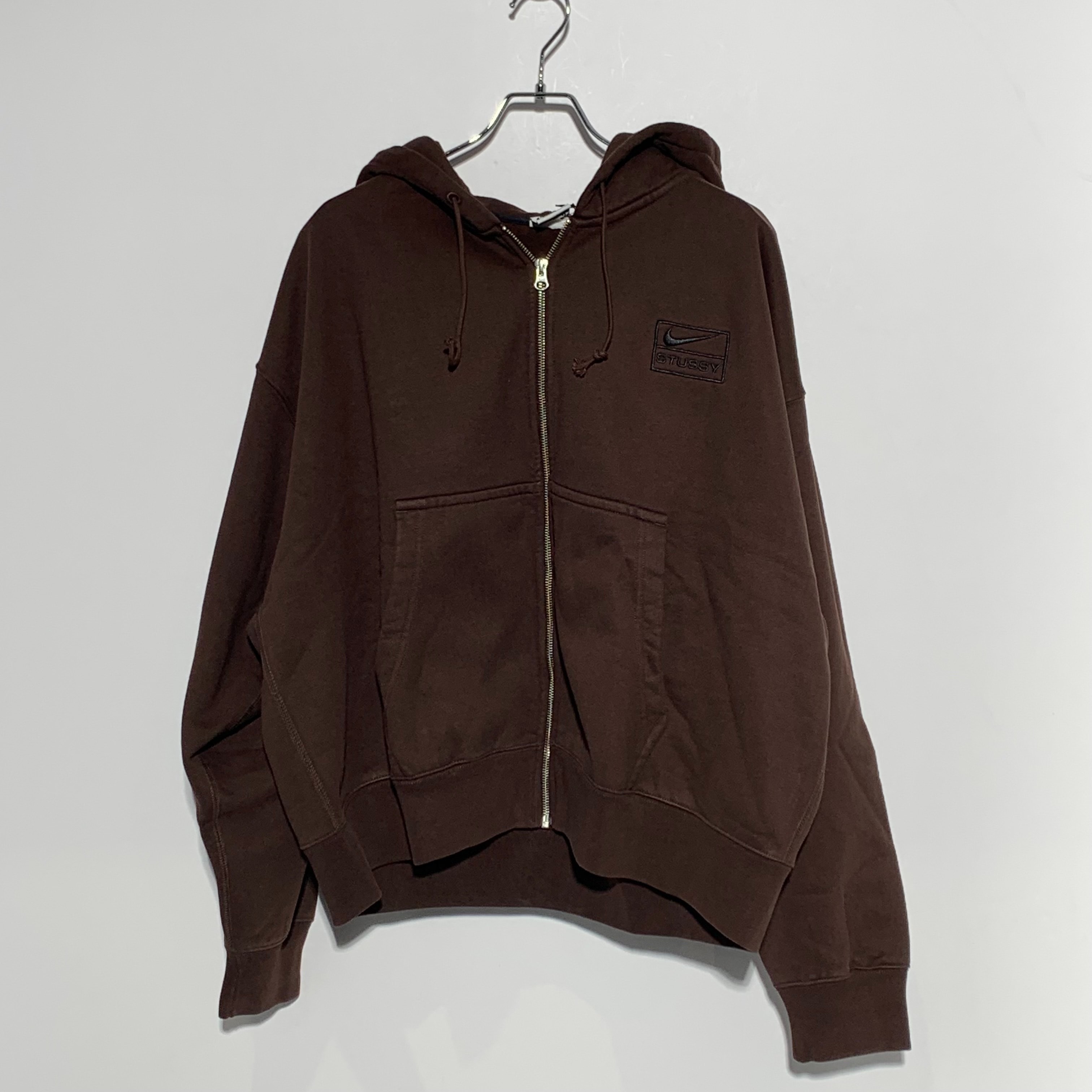 Stussy x Nike Stone Washed Fleece Zip Hoodie "Dark Cinder" (US Size) FJ9175-261