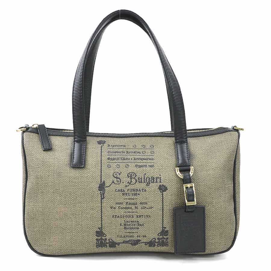 ブルガリ BVLGARI ハンドバッグ PVC/レザー ブラウン/ブラック レディース【中古】 e60456j