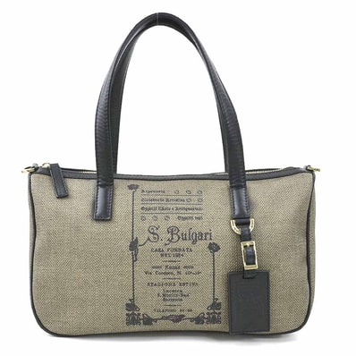 ブルガリ BVLGARI ハンドバッグ PVC/レザー ブラウン/ブラック レディース【中古】 e60456j