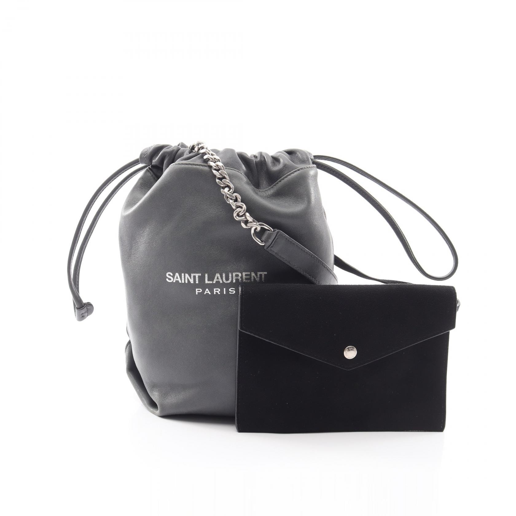 サンローランパリ SAINT LAURENT PARIS TEDDY SMALL テディ スモール ポーチ付き ショルダーバッグ バッグ レザー レディース グレー系 583328 【中古】