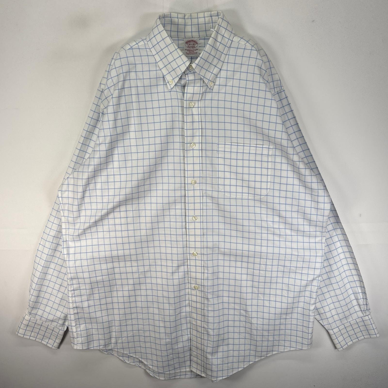 古着 ブルックスブラザーズ Brooks Brothers 長袖シャツ ボタンダウン 胸ポケット L  ブルー系 チェック メンズ